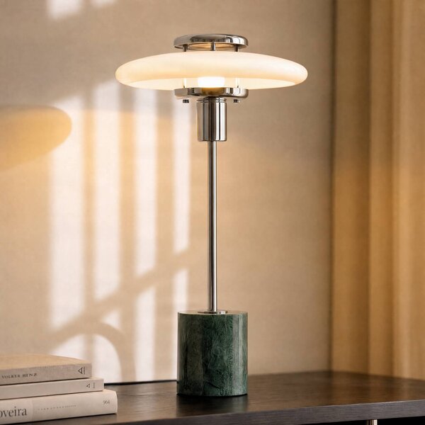 Lampa stołowa Branford Lindby, zielony, salon / jadalnia, szkło, vintage