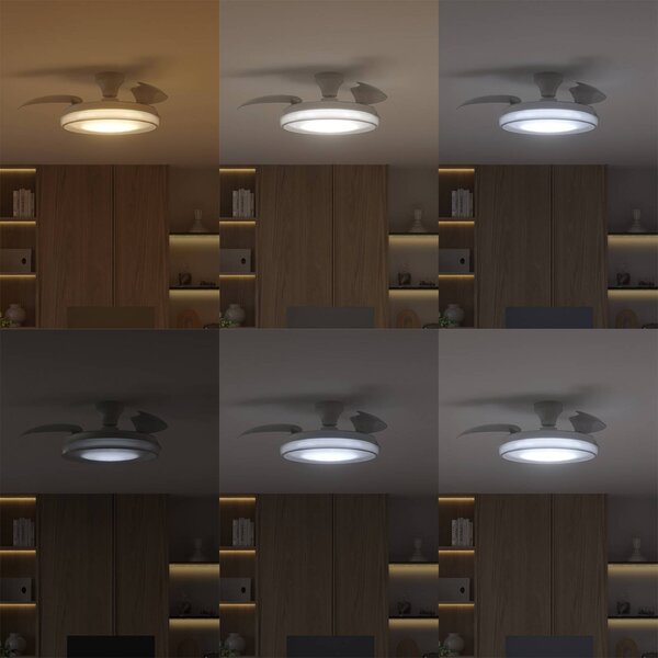Philips Wentylator sufitowy LED Bliss, biały, DC, cichy możliwość ściemniania, biały / opal, salon / jadalnia, metal, nowoczesny
