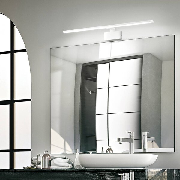 IDEAL LUX Kinkiet LED Alma, biały metal, szerokość 51 cm Alma, biały / opal, salon / jadalnia, metal, nowoczesny