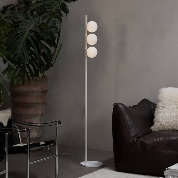 IDEAL LUX Lampa stojąca Binomio, biały / opal, salon / jadalnia, metal, nowoczesny