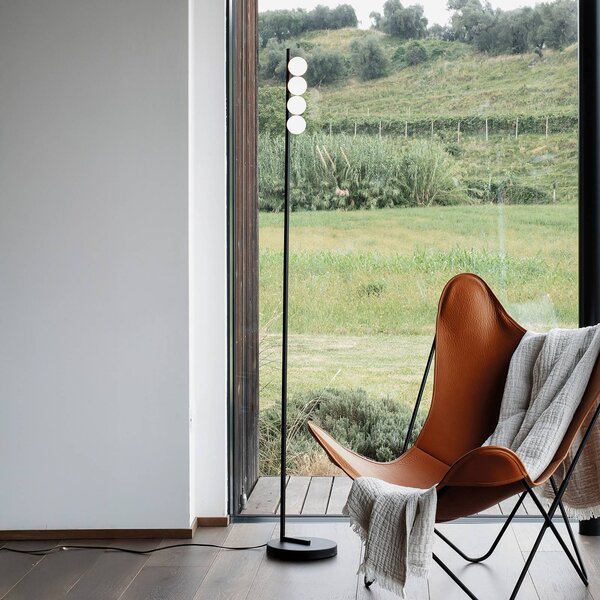 IDEAL LUX Lampa stojąca LED Binomio, czarny, salon / jadalnia, metal, nowoczesny