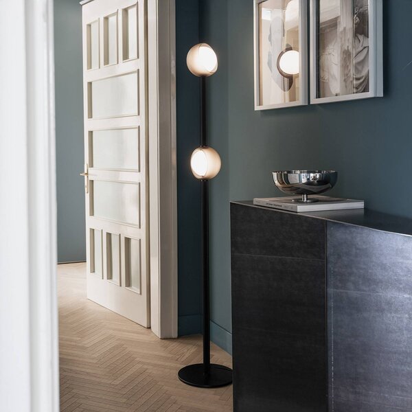 IDEAL LUX Lampa stojąca Bloom, czarny, salon / jadalnia, metal