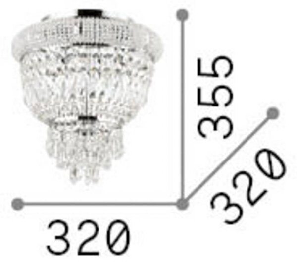 IDEAL LUX Lampa sufitowa kryształowa Dubai, możliwość ściemniania, mosiężny / złoty, salon / jadalnia, metal