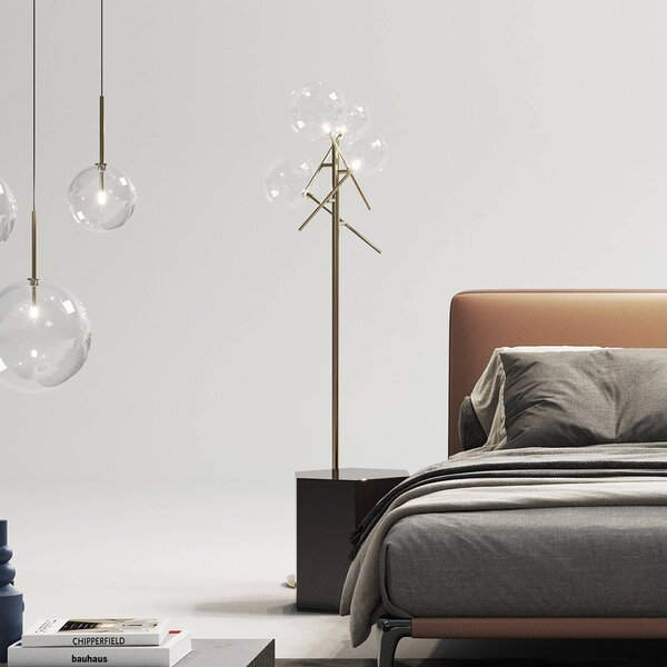 IDEAL LUX Lampa stojąca Equinoxe, mosiężny / złoty, salon / jadalnia, metal