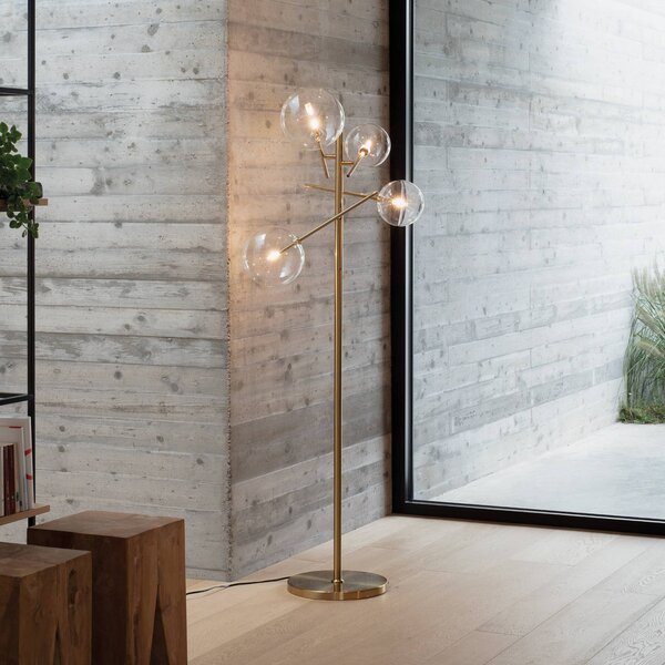IDEAL LUX Lampa stojąca Equinoxe, mosiężny / złoty, salon / jadalnia, metal