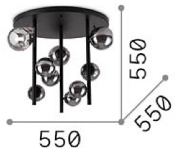 IDEAL LUX Lampa sufitowa Perlage, czarny, salon / jadalnia, metal