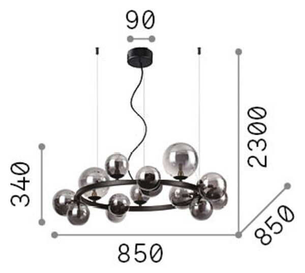 IDEAL LUX Lampa wisząca Perlage, mosiężny / złoty, salon / jadalnia, metal