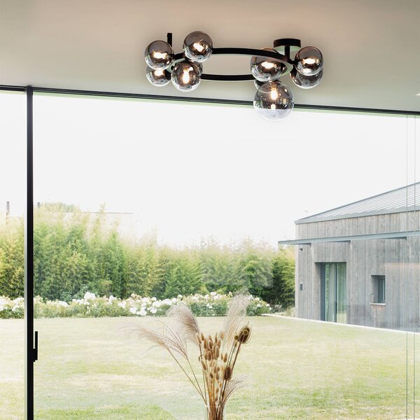 IDEAL LUX Lampa sufitowa Perlage, czarny, salon / jadalnia, metal