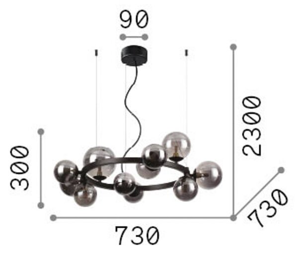 IDEAL LUX Lampa wisząca Perlage, mosiężny / złoty, salon / jadalnia, metal