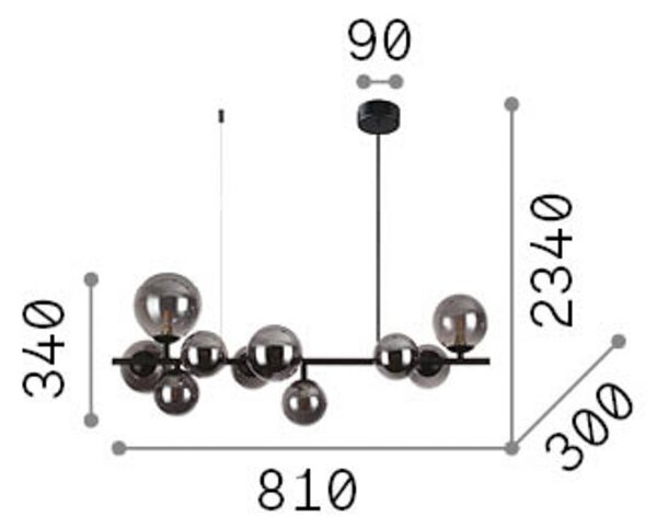 IDEAL LUX Lampa wisząca Perlage, mosiężny / złoty, salon / jadalnia, metal