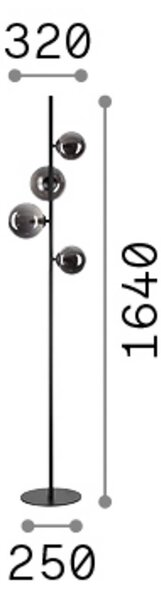 IDEAL LUX Lampa stojąca Perlage, czarny, salon / jadalnia, metal