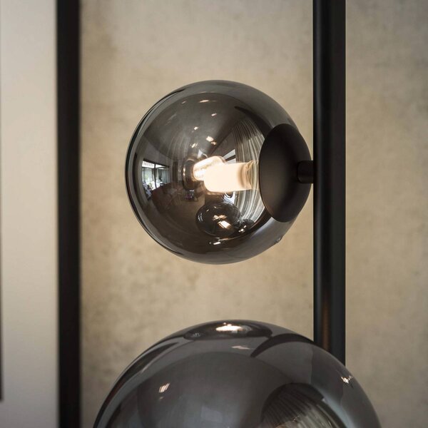 IDEAL LUX Lampa stojąca Perlage, czarny, salon / jadalnia, metal