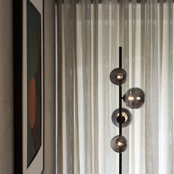 IDEAL LUX Lampa stojąca Perlage, czarny, salon / jadalnia, metal