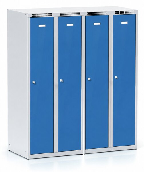 Szafa ubraniowa S7 obniżona, 2-drzwiowa, 1500 x 600 x 500 mm, demontaż, zamek cylindryczny, drzwi szare