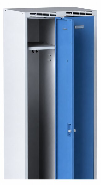 Szafa ubraniowa S7 obniżona, 2-drzwiowa, 1500 x 600 x 500 mm, demontaż, zamek cylindryczny, drzwi szare