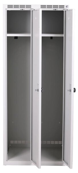 Szafa ubraniowa S7 obniżona, 2-drzwiowa, 1500 x 600 x 500 mm, demontaż, zamek cylindryczny, drzwi szare