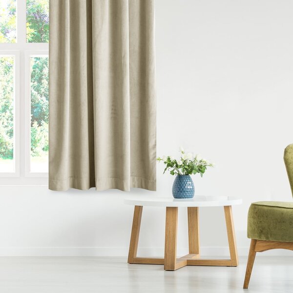 Brązowa/beżowa aksamitna zasłona częściowo zaciemniająca (dimout) 140x245 cm Eyelets – Restilo