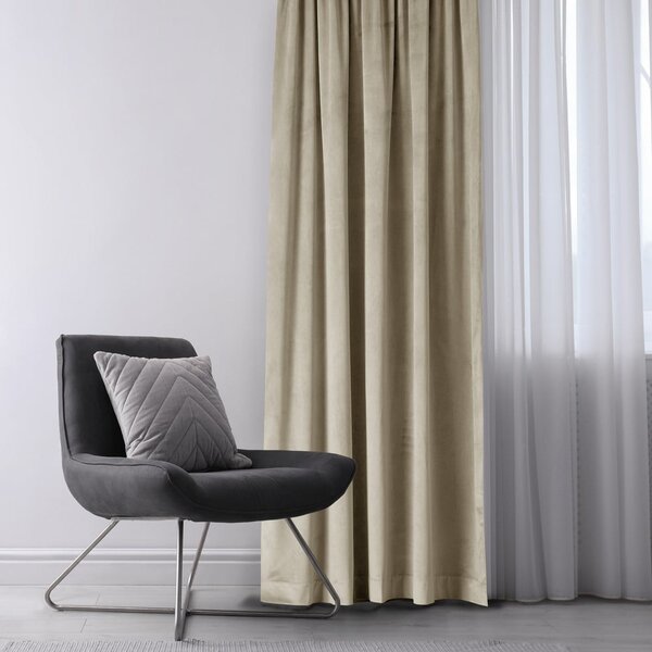 Brązowa/beżowa aksamitna zasłona częściowo zaciemniająca (dimout) 140x245 cm Eyelets – Restilo