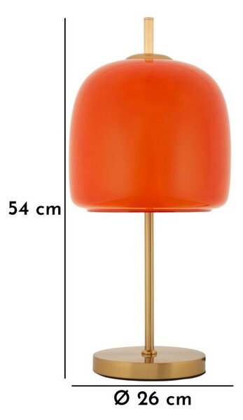 Pomarańczowa/w kolorze złota metalowa lampa stołowa ze szklanym kloszem (wysokość 53 cm) Oldy – Mauro Ferretti