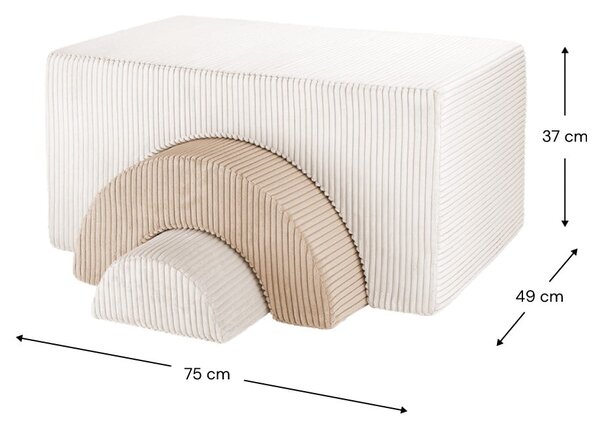 Kremowy sztruksowy piankowy plac zabaw 3 szt. wysokość 37 cm 75x49 cm Rainbow Montessori – Wigiwama