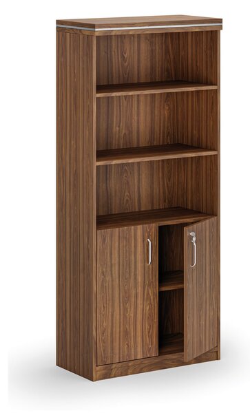 Kombinowana szafa biurowa ARRISTO LUX, 800 x 400 x 1836 mm, orzech