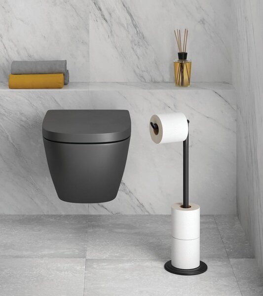 Stalowy stojak na papier toaletowy w kolorze matowej czerni Lava – Metaltex