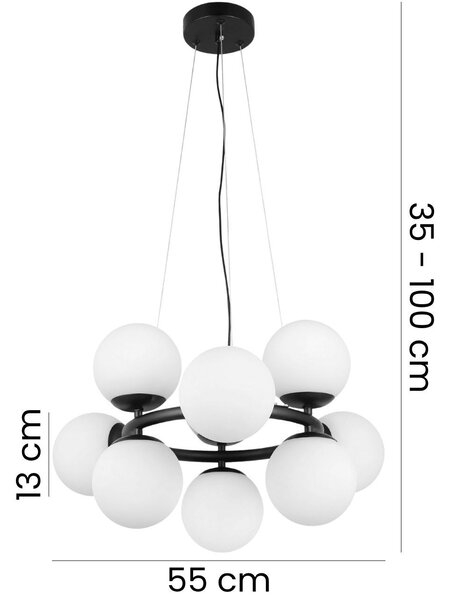 NOWOCZESNA LAMPA WISZĄCA CZARNA LEDO W9
