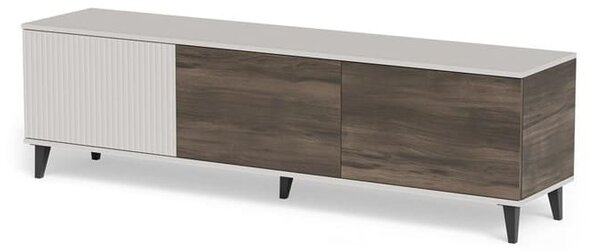 Kompaktowa szafka RTV na nóżkach kaszmir/orzech 150 cm | Umeblowana.com