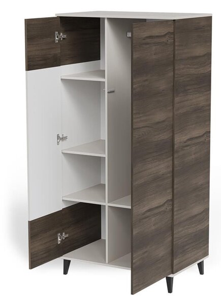 Elegancka szafa z półkami i drążkiem kaszmir/orzech | Umeblowana.com