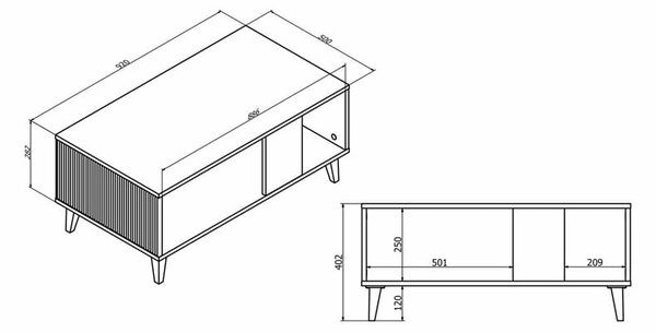 Ława do salonu z półką kaszmir z orzechem | Umeblowana.com