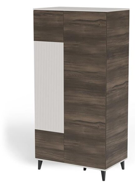 Elegancka szafa z półkami i drążkiem kaszmir/orzech | Umeblowana.com