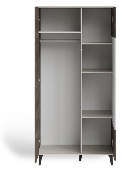 Elegancka szafa z półkami i drążkiem kaszmir/orzech | Umeblowana.com