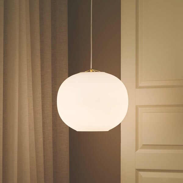 DFTP by Nordlux Lampa wisząca szklana Navone, możliwość ściemniania, biały / opal, salon / jadalnia, szkło