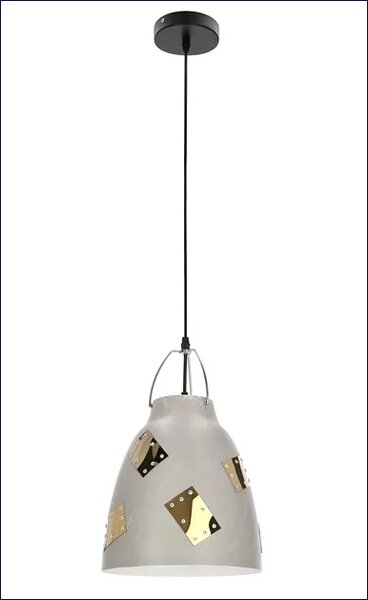 Szara lampa wisząca z chromowanymi elementami - D150 D4-K15