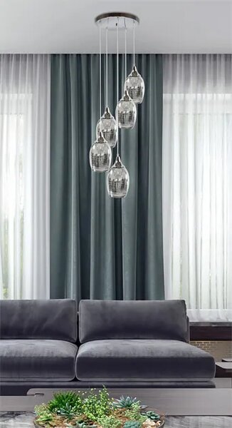 Srebrna szklana lampa wisząca - D147 G1-N34