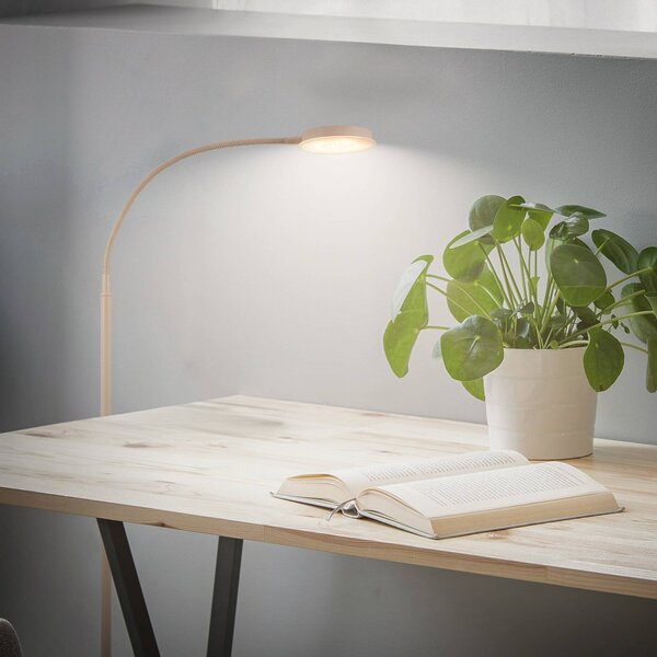 Briloner Lampa stojąca Megg, możliwość ściemniania, kremowy / amber, salon / jadalnia, metal
