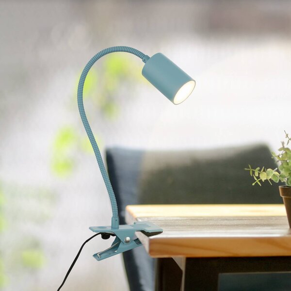 Briloner Lampka z klipsem Fleks, niebieski, biuro, metal