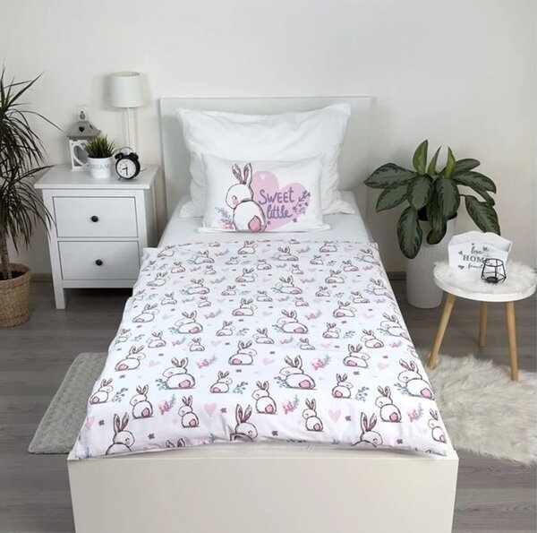 Bawełniana pościel do łóżeczka BUNNY SWEET biała Rozmiar pościeli: 40 x 60 cm | 100 x 135 cm