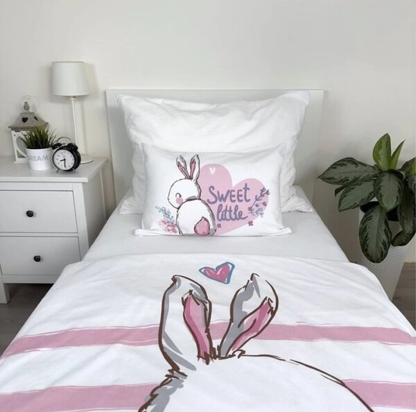 Bawełniana pościel do łóżeczka BUNNY SWEET biała Rozmiar pościeli: 40 x 60 cm | 100 x 135 cm