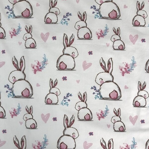 Bawełniana pościel do łóżeczka BUNNY SWEET biała Rozmiar pościeli: 40 x 60 cm | 100 x 135 cm