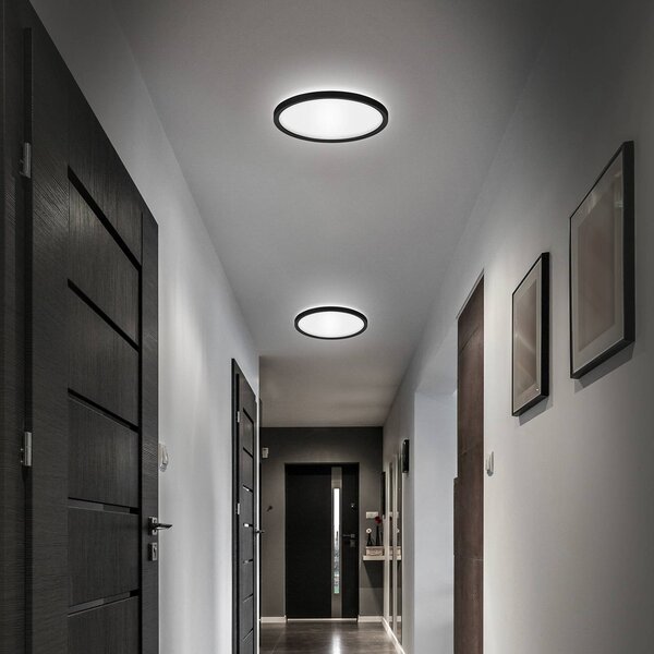 Briloner Lampa sufitowa Slim Drip, czarny, łazienka, tworzywo sztuczne