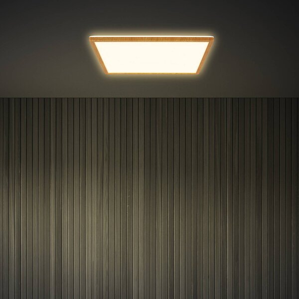 Briloner Lampa sufitowa Tava Wood, jasne drewno, salon / jadalnia, tworzywo sztuczne