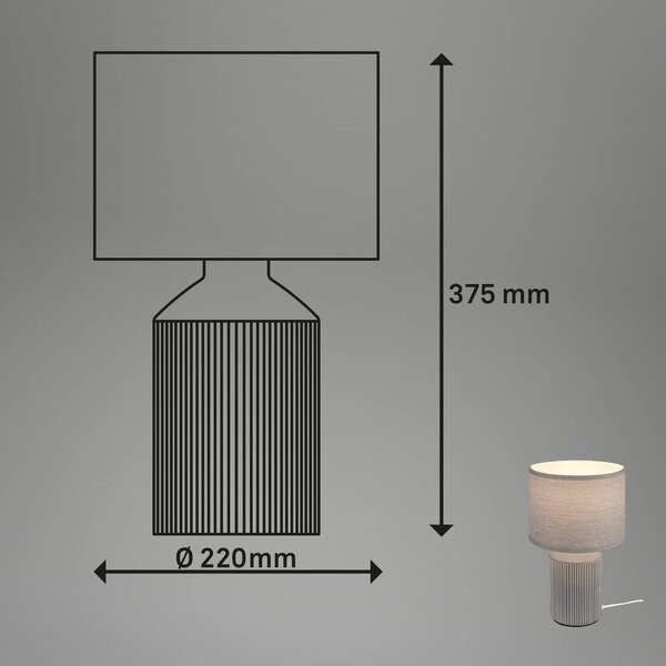 Briloner Lampa stołowa Ino, aluminiowy / szary / cynkowy, salon / jadalnia, ceramika