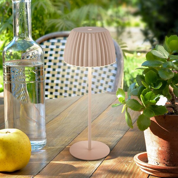 Briloner Lampa stołowa LED z akumulatorem Brilo unplugged Riffle, 36 cm, beżowa możliwość ściemniania, kremowy / amber, salon / jadalnia, metal