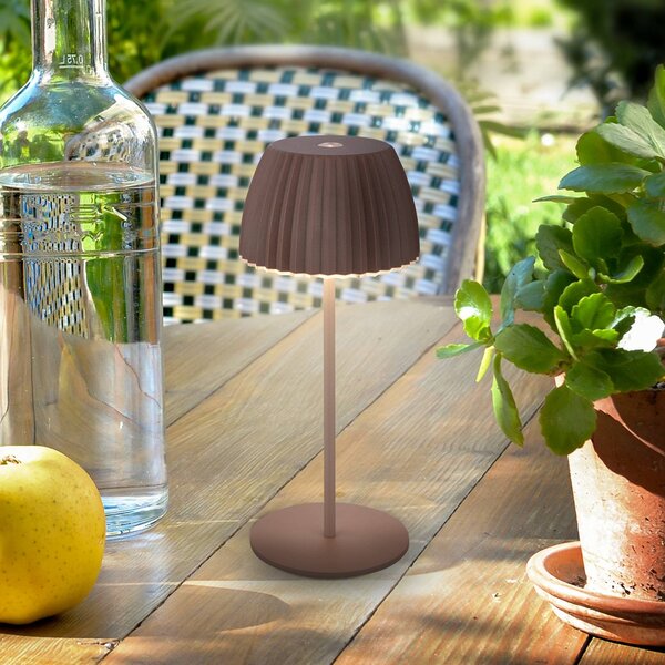 Briloner Lampa stołowa LED z akumulatorem Brilo unplugged Riffle, 20 cm, umbrasand możliwość ściemniania, brązowy / rdzawy, salon / jadalnia, metal