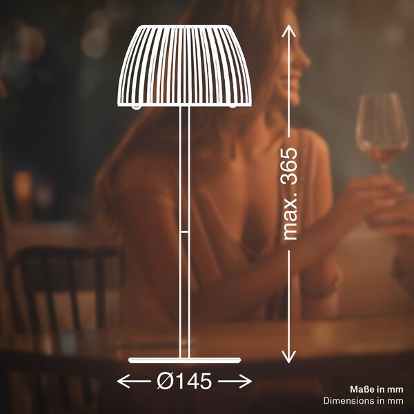 Briloner Lampa stołowa LED z akumulatorem Brilo unplugged Riffle, 36 cm, beżowa możliwość ściemniania, kremowy / amber, salon / jadalnia, metal