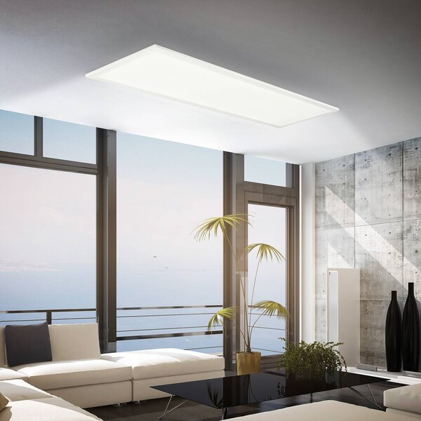 Briloner Panel LED Simple 100 x 25 cm, biały, ultra płaski, IP44, 4000 K, biały / opal, biuro, metal