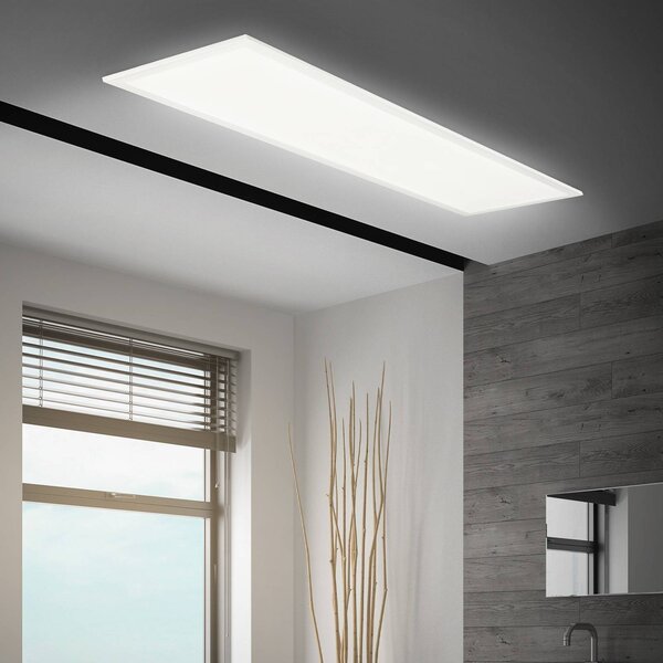 Briloner Panel LED Simple 100 x 25 cm, biały, ultra płaski, IP44, 4000 K, biały / opal, biuro, metal