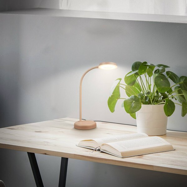 Briloner Lampa stołowa Megg, możliwość ściemniania, kremowy / amber, salon / jadalnia, metal, nowoczesny