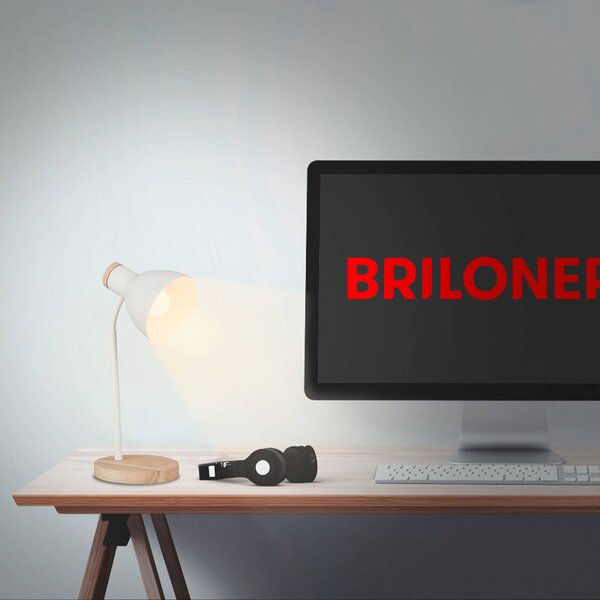 Briloner Lampa stołowa Prep, biały / opal, salon / jadalnia, metal, skandynawski